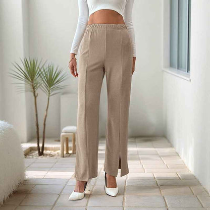 Fashionable With Side-slit Straight-leg Trousers Women