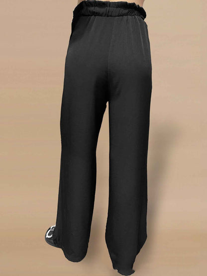 Pantalon ample grande taille uni à lacets - parlezmode.com