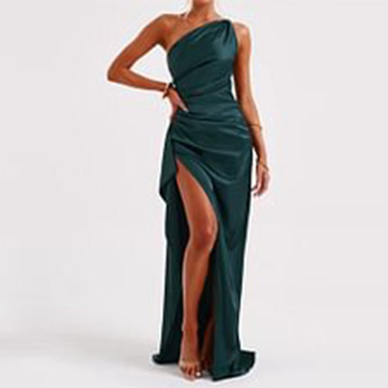 Robe Satinée La Nuit – Coupe Asymétriqu - parlezmode.com