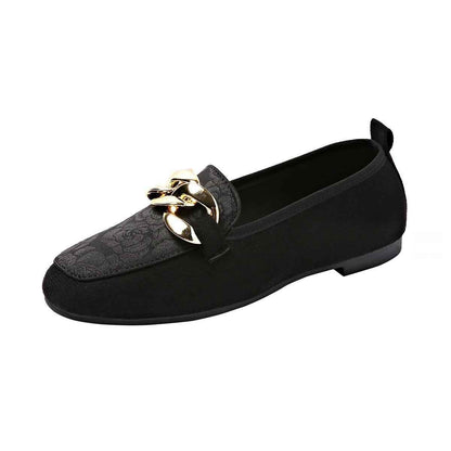 Mocassins plats en métal pour femme style décontracté