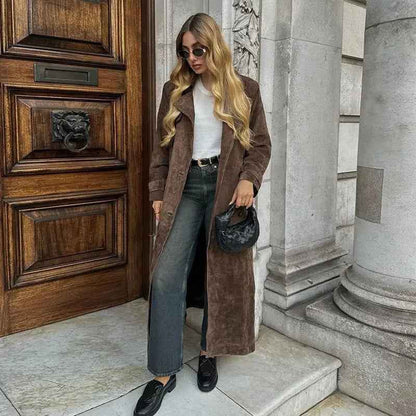 Céleste® | Manteau Vintage Ceinturé en Suédine - parlezmode.com