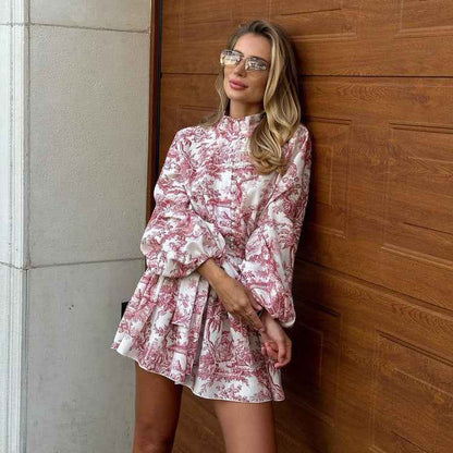 Callidora® | Robe Courte à Col Montant Imprimée